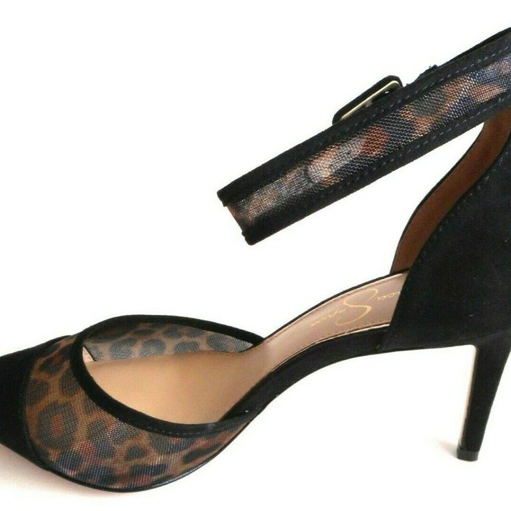 JESSICA SIMPSON Black Multi Leopard Sandal Shoes - Picture 2 of 5